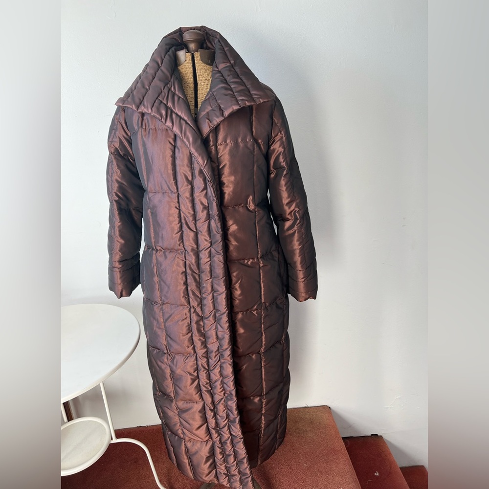 Vintage Bill Blass Metallic Full Length Puffer Size 10